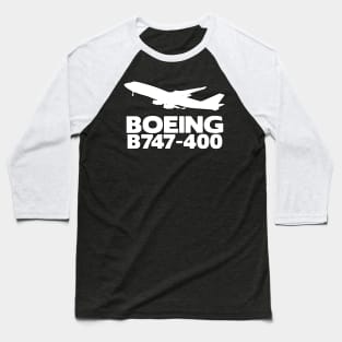 Boeing B747-400 Silhouette Print (White) Baseball T-Shirt